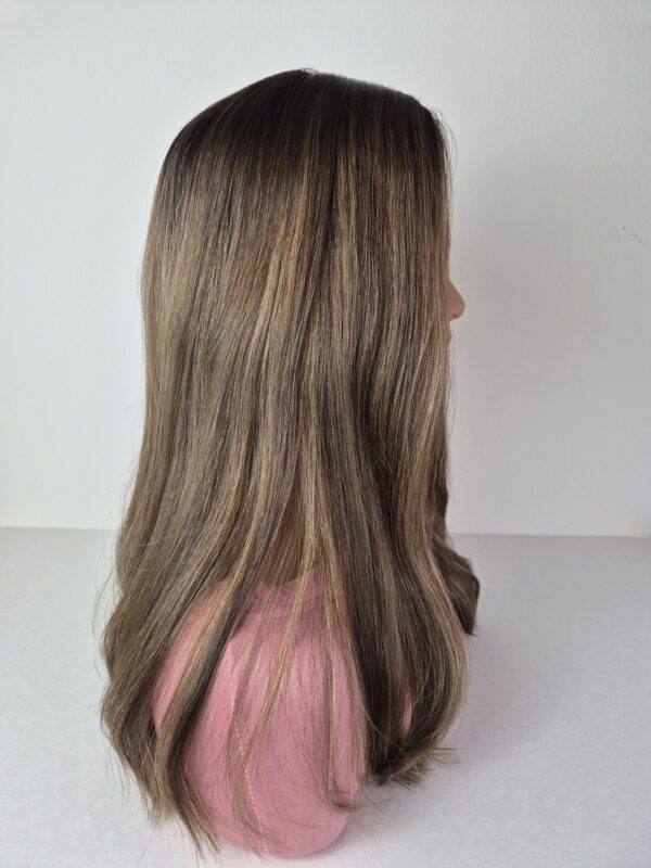 Light Carmel hair topper side